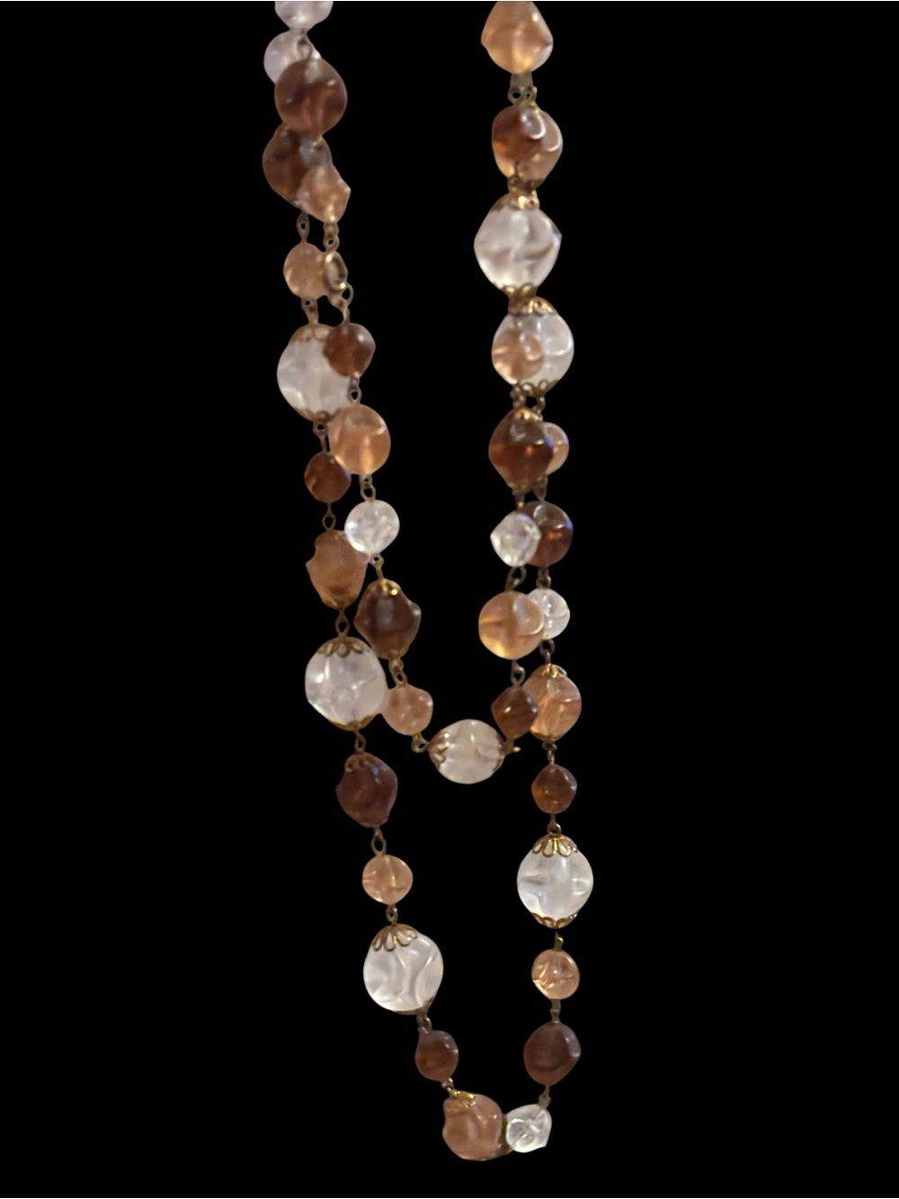 Firm price Vintage estate sale Brown and Cream Beaded Statement Necklace